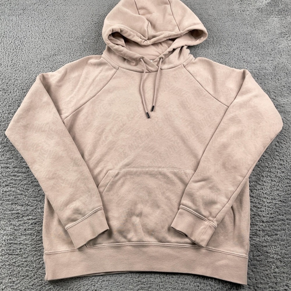 Nike Hoodie Womens Small Beige Club Fleece Pullover Sweatshirt All Over Print - Picture 2 of 12